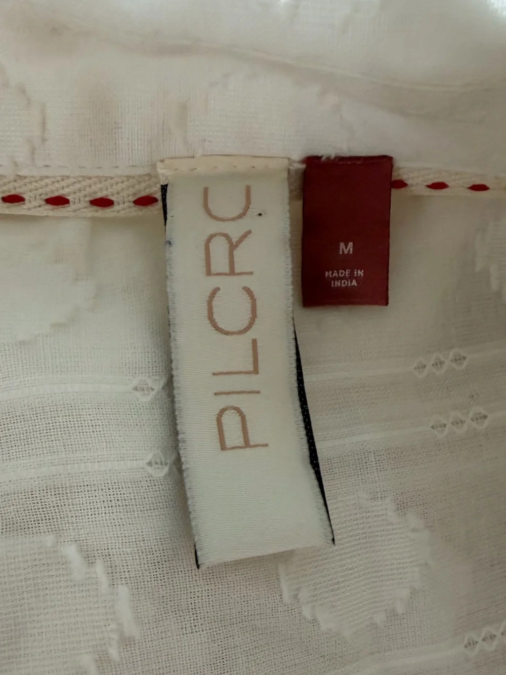 Anthropologie X Pilcro White Tie-Front Textured Camp Shirt M 100% Cotton